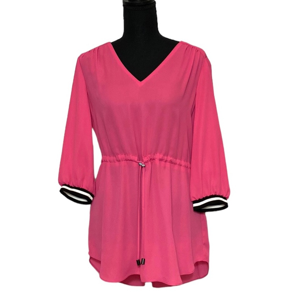 Joseph Ribkoff Pink Sheer Drawing Waist Long Sleeve Cover Up 4